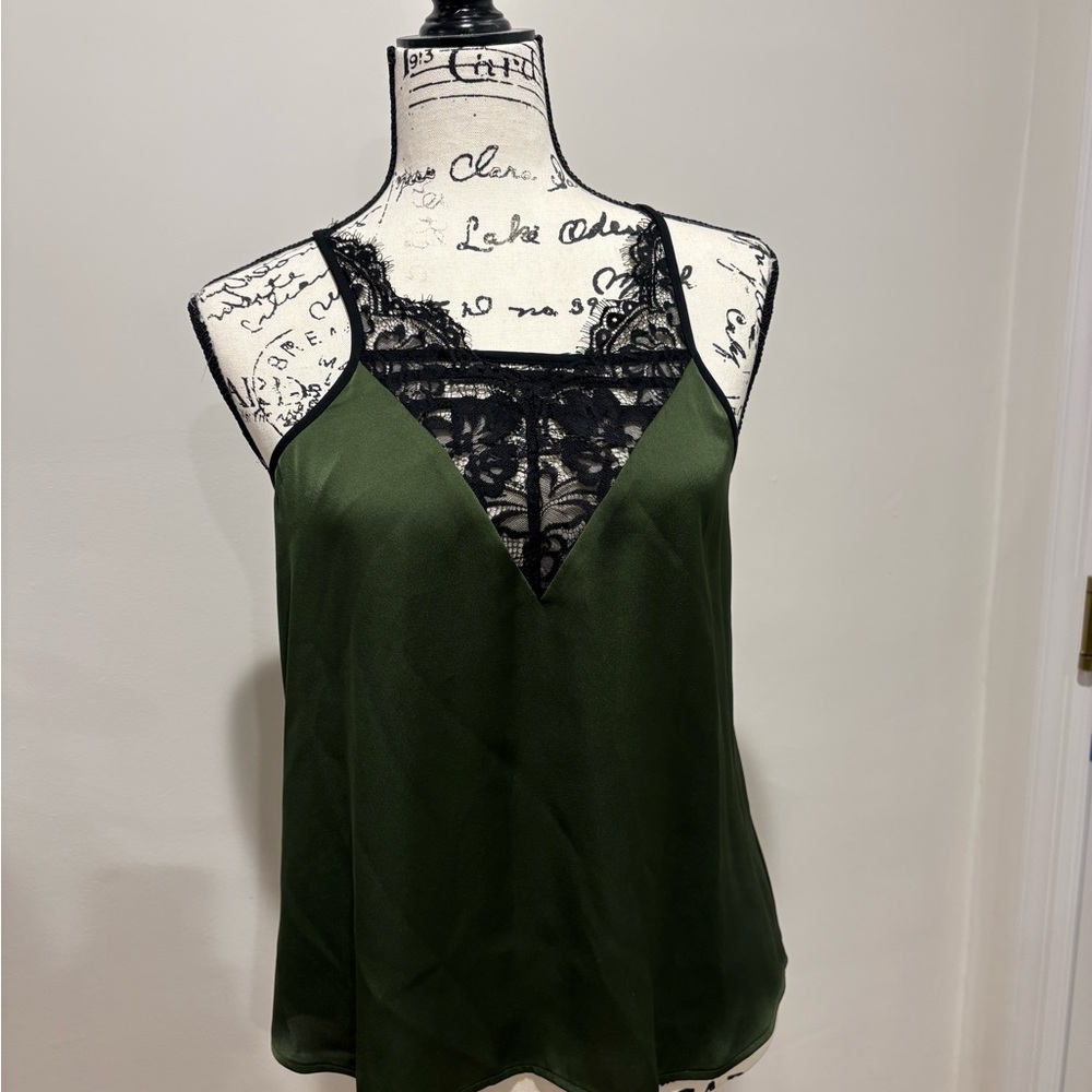 Express Dark Green Lace Detail Cami